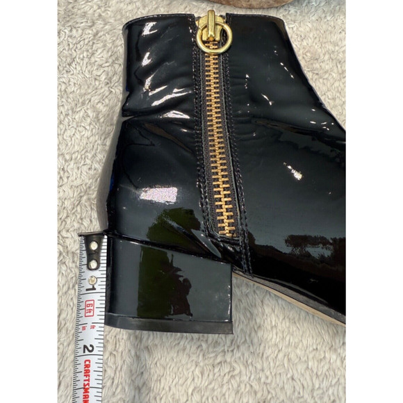 Joie Black Patent Leather Square Toe Gold Zip Ankle Boots Womens Size 6 EU 36 - Picture 7 of 7